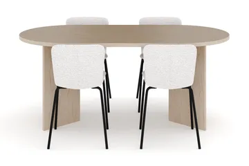 Dano Spisebord 180 cm med 4 Katy Spisestoler - Travertin / Hvit - Møbler - Bord - Spisegruppe