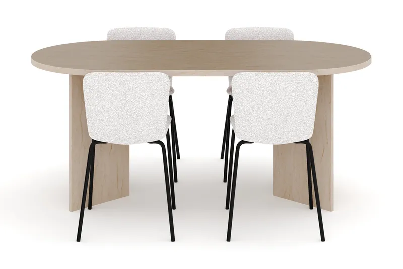 Dano Spisebord 180 cm med 4 Katy Spisestoler - Travertin / Hvit - Møbler - Bord - Spisegruppe