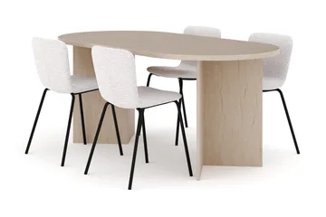 Dano Spisebord 180 cm med 4 Katy Spisestoler - Travertin / Hvit - Møbler - Bord - Spisegruppe