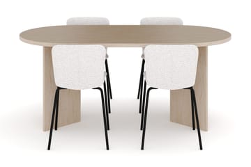 Dano Spisebord 180 cm med 4 Katy Spisestoler - Travertin / Hvit - Møbler - Bord - Spisegruppe