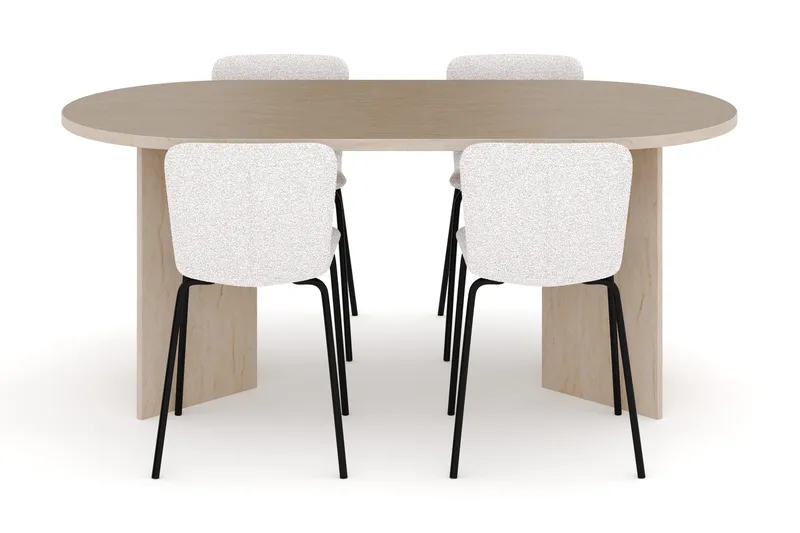 Dano Spisebord 180 cm med 4 Katy Spisestoler - Travertin / Hvit - Møbler - Bord - Spisegruppe