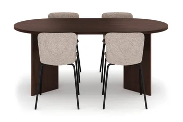 Dano Spisebord 180 cm med 4 Katy Spisestoler - Valnøtt / Greige - Møbler - Bord - Spisegruppe