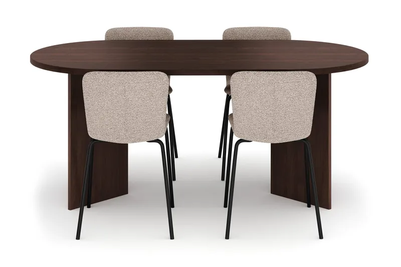 Dano Spisebord 180 cm med 4 Katy Spisestoler - Valnøtt / Greige - Møbler - Bord - Spisegruppe