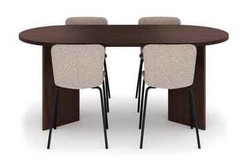 Dano Spisebord 180 cm med 4 Katy Spisestoler - Valnøtt / Greige - Møbler - Bord - Spisegruppe