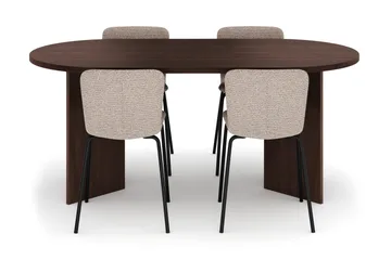 Dano Spisebord 180 cm med 4 Katy Spisestoler - Valnøtt / Greige - Møbler - Bord - Spisegruppe