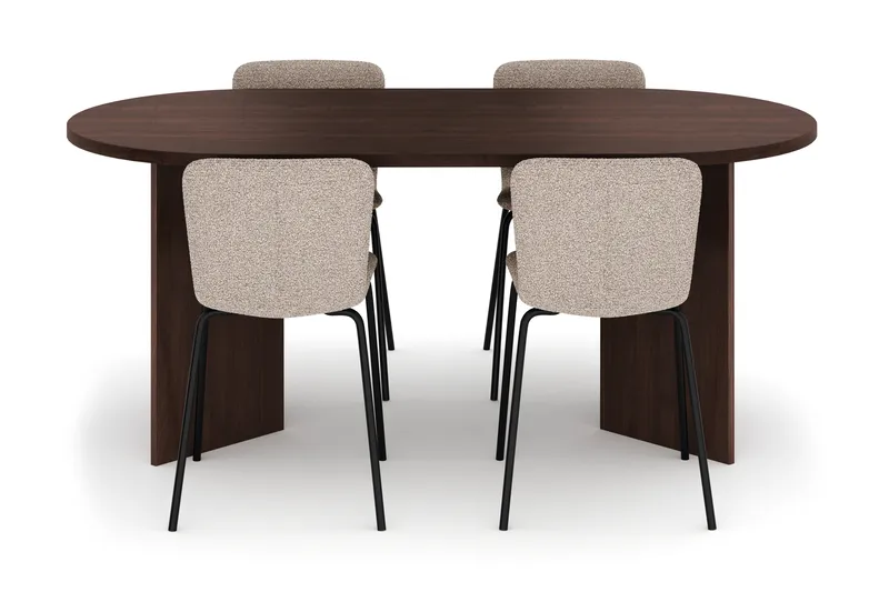 Dano Spisebord 180 cm med 4 Katy Spisestoler - Valnøtt / Greige - Møbler - Bord - Spisegruppe