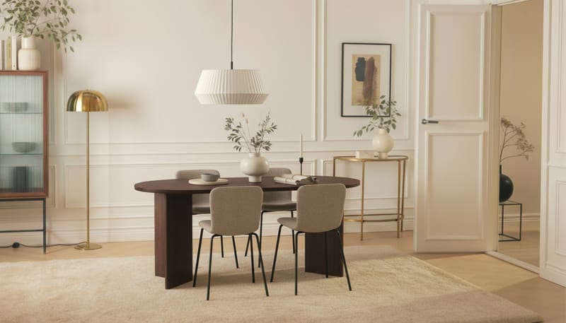 Dano Spisebord 180 cm med 4 Katy Spisestoler - Valnøtt / Greige - Møbler - Bord - Spisegruppe