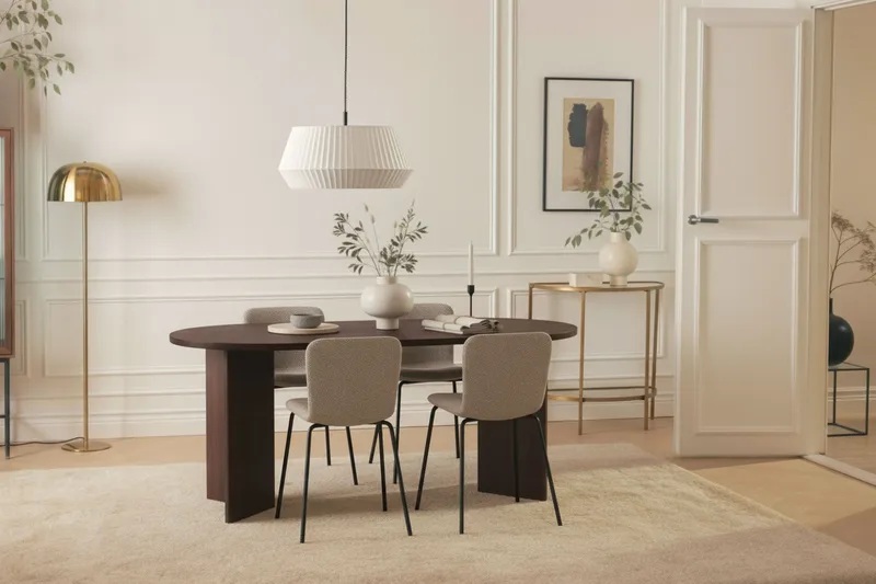 Dano Spisebord 180 cm med 4 Katy Spisestoler - Valnøtt / Greige - Møbler - Bord - Spisegruppe