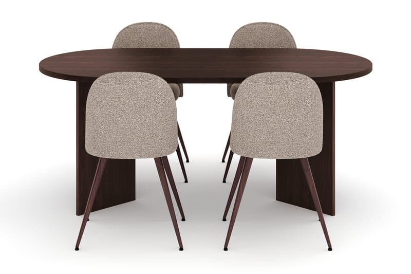 Dano Spisebord 180 cm med 4 Naira Plus Spisestoler - Valnøtt / Greige - Møbler - Bord - Spisegruppe