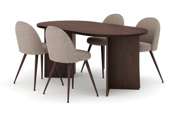 Dano Spisebord 180 cm med 4 Naira Plus Spisestoler - Valnøtt / Greige - Møbler - Bord - Spisegruppe