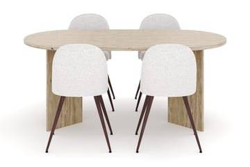 Dano Spisebord 180 cm med 4 Naira Plus Spisestoler - Travertin / Hvit - Møbler - Bord - Spisegruppe