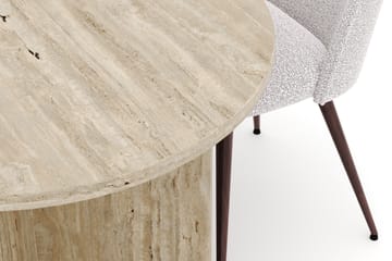 Dano Spisebord 180 cm med 4 Naira Plus Spisestoler - Travertin / Hvit - Møbler - Bord - Spisegruppe
