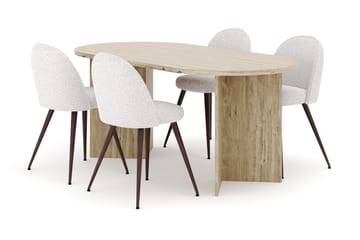 Dano Spisebord 180 cm med 4 Naira Plus Spisestoler - Travertin / Hvit - Møbler - Bord - Spisegruppe