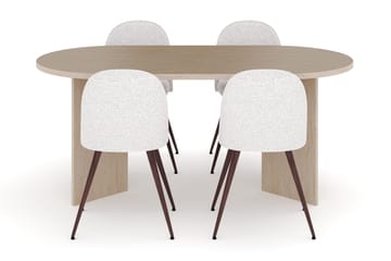 Dano Spisebord 180 cm med 4 Naira Plus Spisestoler - Travertin / Hvit - Møbler - Bord - Spisegruppe
