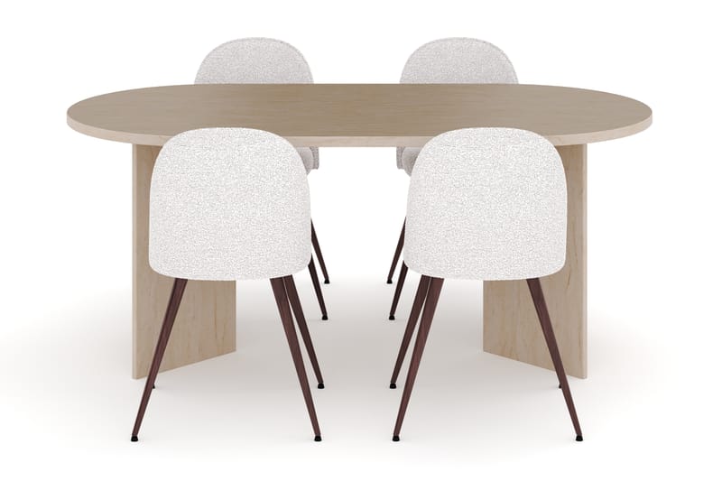 Dano Spisebord 180 cm med 4 Naira Plus Spisestoler - Travertin / Hvit - Møbler - Bord - Spisegruppe
