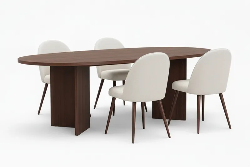 Dano Spisebord 180 cm med 4 Nibe Plus Spisestoler, Hvit/Brun