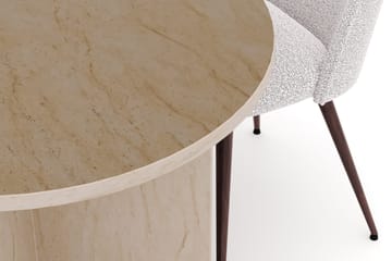 Dano Spisebord 180 cm med 4 Nibe Plus Spisestoler - Travertin / Hvit - Møbler - Bord - Spisegruppe