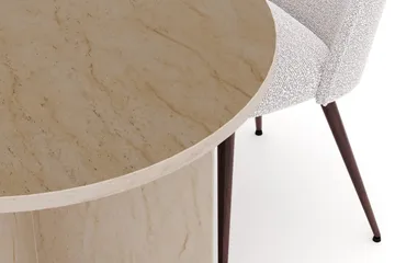 Dano Spisebord 180 cm med 4 Nibe Plus Spisestoler - Travertin / Hvit - Møbler - Bord - Spisegruppe