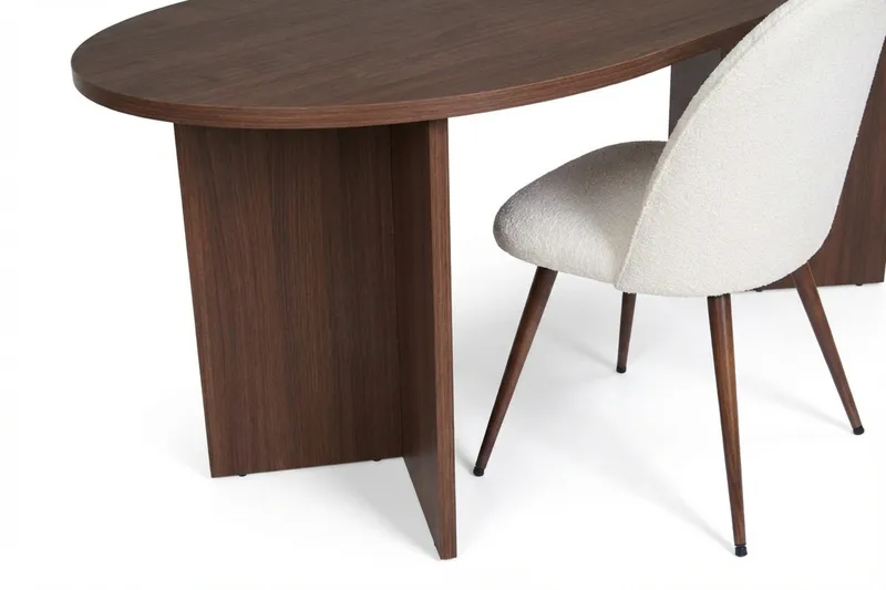 Dano Spisebord 180 cm med 4 Nibe Plus Spisestoler - Hvit/Brun - Møbler - Bord - Spisegruppe