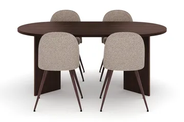 Dano Spisebord 180 cm med 4 Nibe Plus Spisestoler - Valnøtt / Greige - Møbler - Bord - Spisegruppe