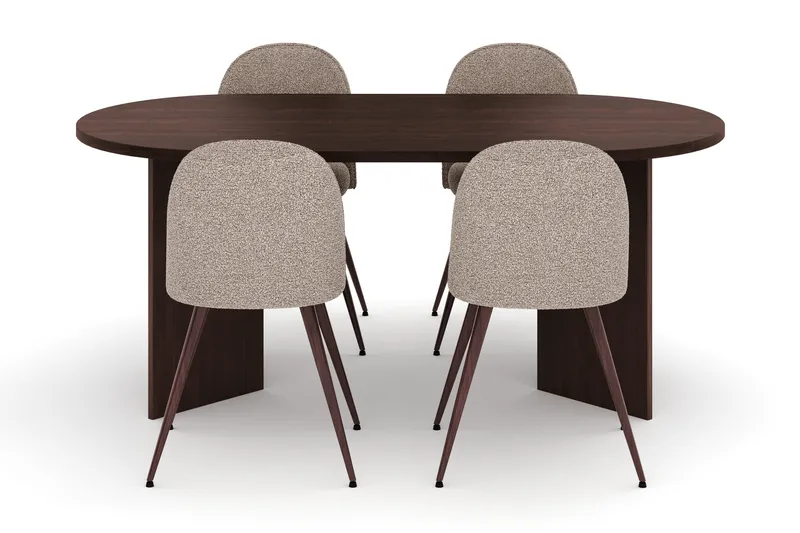 Dano Spisebord 180 cm med 4 Nibe Plus Spisestoler - Valnøtt / Greige - Møbler - Bord - Spisegruppe