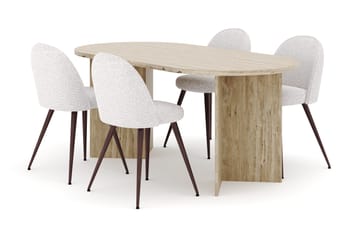 Dano Spisebord 180 cm med 4 Nibe Plus Spisestoler - Travertin / Hvit - Møbler - Bord - Spisegruppe
