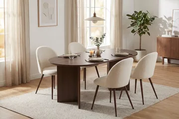 Dano Spisebord 180 cm med 4 Nibe Plus Spisestoler - Hvit/Brun - Møbler - Bord - Spisegruppe