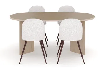 Dano Spisebord 180 cm med 4 Nibe Plus Spisestoler - Travertin / Hvit - Møbler - Bord - Spisegruppe