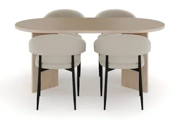 Dano Spisebord 180 cm med 4 Sawako Spisestoler - Travertin / Beige - Møbler - Bord - Spisegruppe