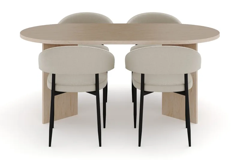 Dano Spisebord 180 cm med 4 Sawako Spisestoler - Travertin / Beige - Møbler - Bord - Spisegruppe