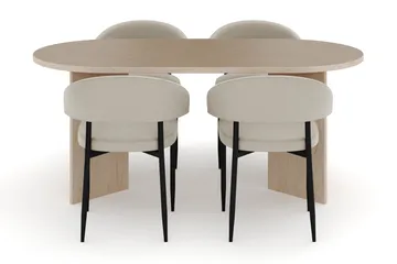 Dano Spisebord 180 cm med 4 Sawako Spisestoler - Travertin / Beige - Møbler - Bord - Spisegruppe