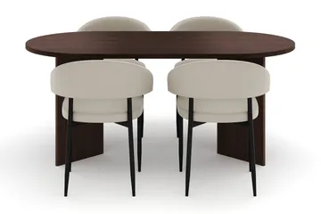 Dano Spisebord 180 cm med 4 Sawako Spisestoler - Valnøtt / Beige - Møbler - Bord - Spisegruppe