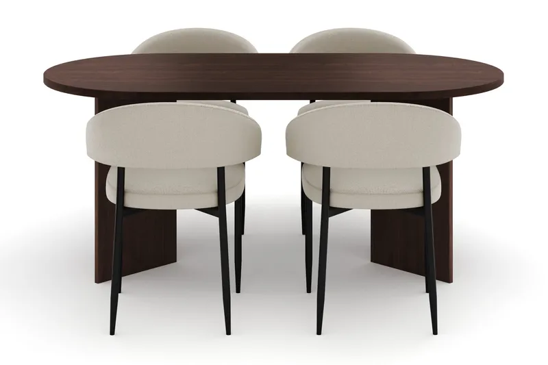 Dano Spisebord 180 cm med 4 Sawako Spisestoler - Valnøtt / Beige - Møbler - Bord - Spisegruppe