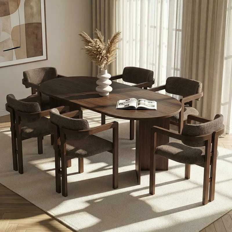 Dano Spisebord 180 cm med 6 Bonavista Stole - Milano valnøtt, mørk valnøtt, brun - Møbler - Bord - Spisegruppe