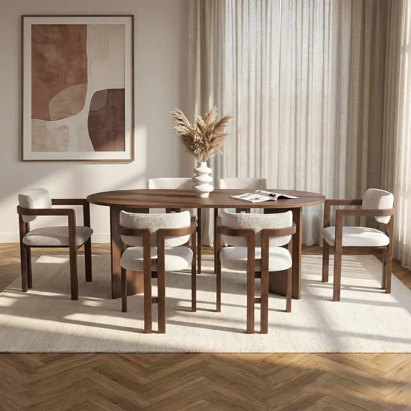 Dano Spisebord 180 cm med 6 Bonavista Stole - Milano Walnut, Dark Walnut, hvit - Møbler - Bord - Spisegruppe