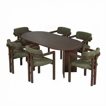 Dano Spisebord 180 cm med 6 Bonavista Stoler - Milano Valnøtt, Mørk valnøtt, Grønn - Møbler - Bord - Spisegruppe