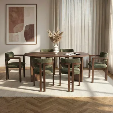 Dano Spisebord 180 cm med 6 Bonavista Stoler - Milano Valnøtt, Mørk valnøtt, Grønn - Møbler - Bord - Spisegruppe