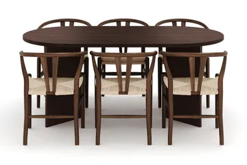 Dano Spisebord 180 cm med 6 Dastoori Spisestoler - Valnøtt - Møbler - Bord - Spisegruppe