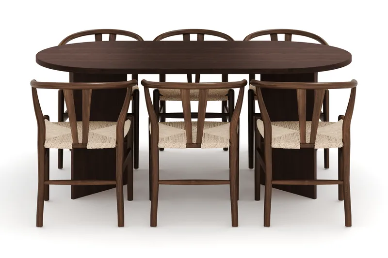 Dano Spisebord 180 cm med 6 Dastoori Spisestoler - Valnøtt - Møbler - Bord - Spisegruppe