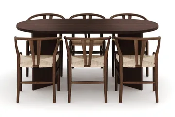 Dano Spisebord 180 cm med 6 Dastoori Spisestoler - Valnøtt - Møbler - Bord - Spisegruppe