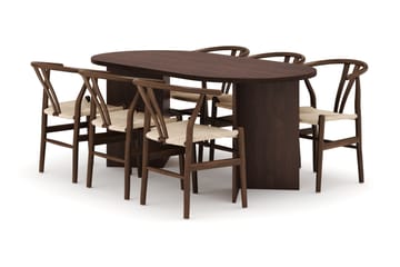 Dano Spisebord 180 cm med 6 Dezuid Spisestoler - Valnøtt - Møbler - Bord - Spisegruppe