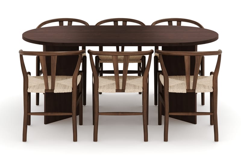 Dano Spisebord 180 cm med 6 Dezuid Spisestoler - Valnøtt - Møbler - Bord - Spisegruppe