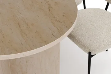 Dano Spisebord 180 cm med 6 Gemmiano Spisestoler - Travertin / Hvit Bouclé - Møbler - Bord - Spisegruppe