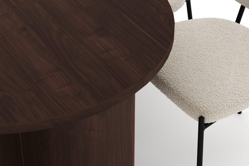 Dano Spisebord 180 cm med 6 Gemmiano Spisestoler - Valnøtt / Hvit Bouclé - Møbler - Bord - Spisegruppe