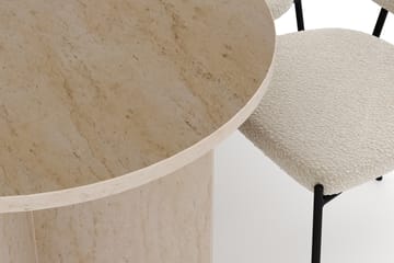 Dano Spisebord 180 cm med 6 Heathrow Spisestoler - Travertin / Hvit Bouclé - Møbler - Bord - Spisegruppe