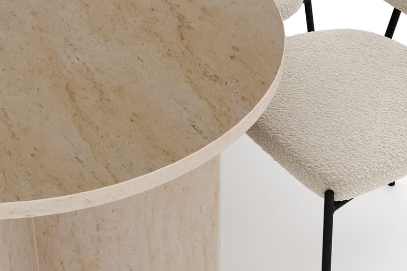 Dano Spisebord 180 cm med 6 Heathrow Spisestoler - Travertin / Hvit Bouclé - Møbler - Bord - Spisegruppe
