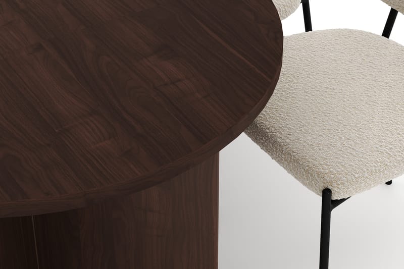 Dano Spisebord 180 cm med 6 Heathrow Spisestoler - Valnøtt / Hvit Bouclé - Møbler - Bord - Spisegruppe