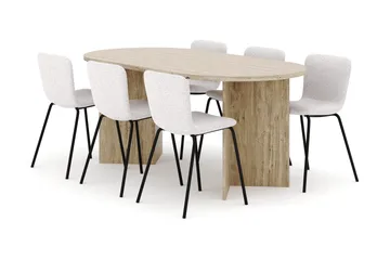 Dano Spisebord 180 cm med 6 Katy Spisestoler - Travertin / Hvit - Møbler - Bord - Spisegruppe
