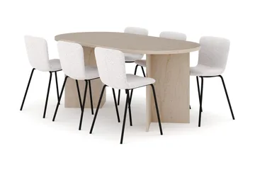 Dano Spisebord 180 cm med 6 Katy Spisestoler - Travertin / Hvit - Møbler - Bord - Spisegruppe