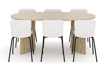 Dano Spisebord 180 cm med 6 Katy Spisestoler - Travertin / Hvit - Møbler - Bord - Spisegruppe